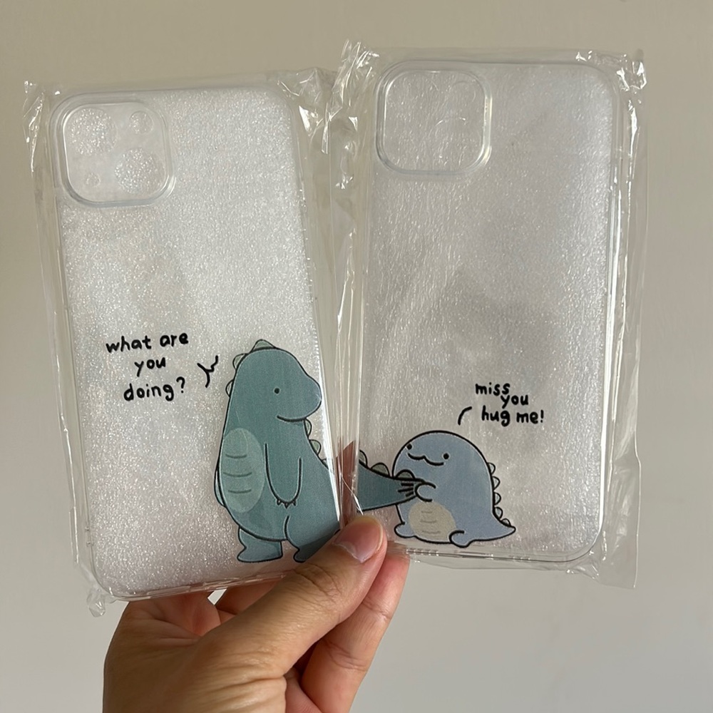 2 iPhone 14 cute, clear, couple or best friend phone case.